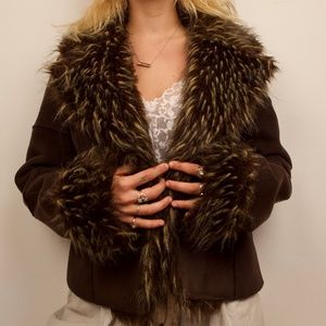 Faux Fur lined button up jacket